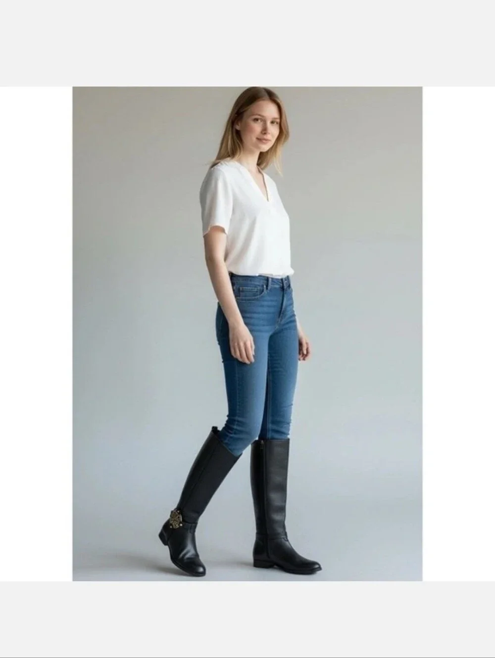 TORY BURCH Amanda Black Leather Riding Boots Sz 5